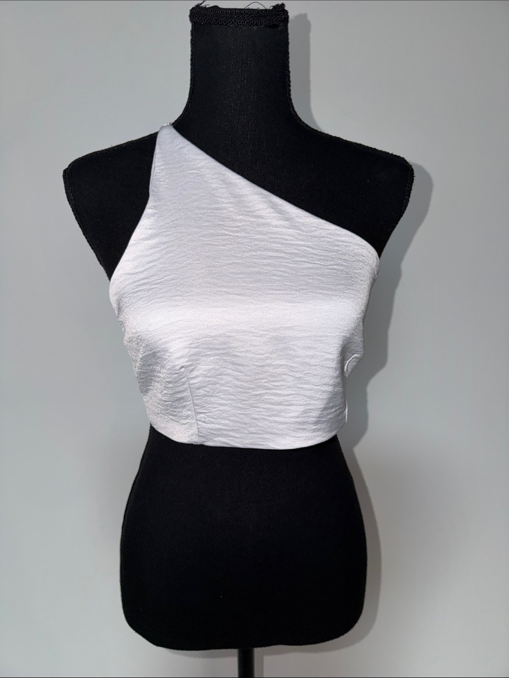 One-Shoulder White Crop Top